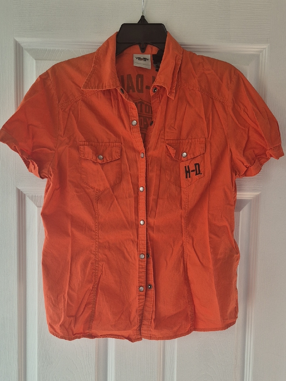 Harley-Davidson Orange Short-Sleeve Button-Down Shirt